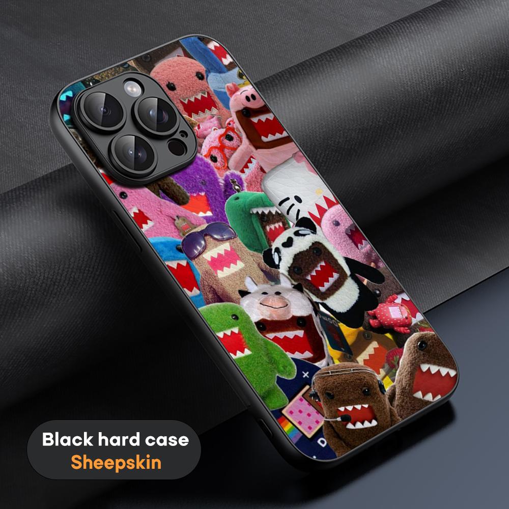 Domo kun cute cartoon anime pattern Phone Case For iPhone 16 15 14 13 12 11 Plus Pro Max Limited Black hard case Sheepskin