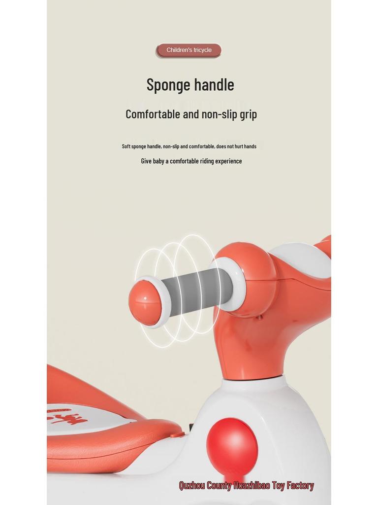 Lightweight Children's Tricycle with Music, Push Handle, and Pedals