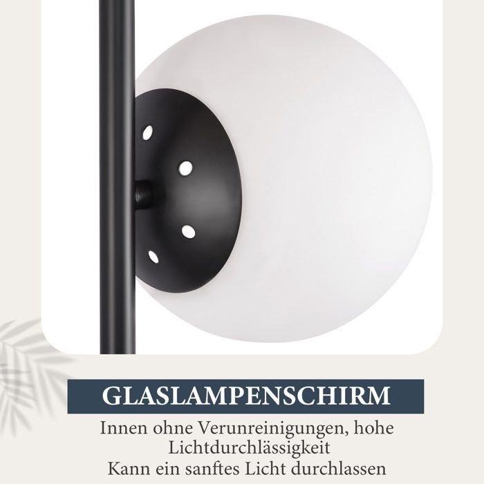 Lampadaire salon - NETTLIFE - Lampadaire 3 ampoules - métal et verre - interrupteur au pied - E27