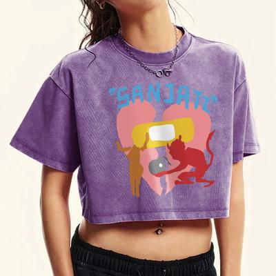 Разбитая любовь, которую трудно исправить, принт, стиранная укороченная футболка, женские хлопковые футболки, спортивная футболка с круглым вырезом, топы