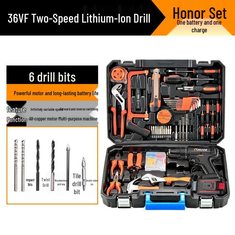 Multifunctional Electric Drill & Tool Set for Household, Electrician, and Woodworking Repairs