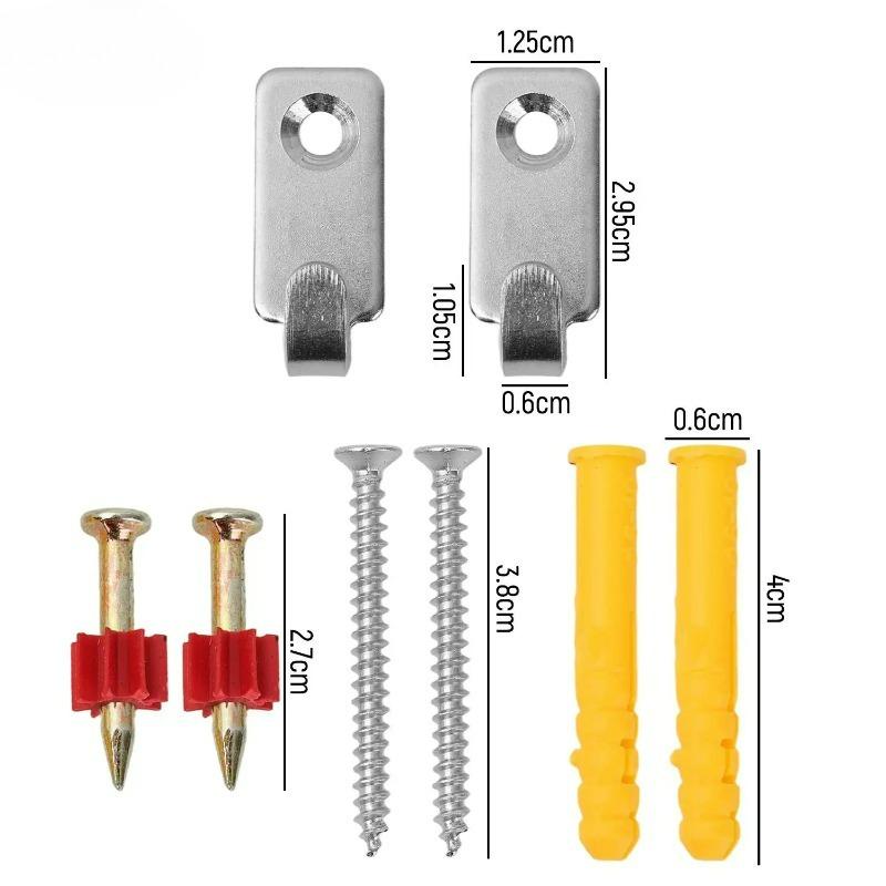 20/2Set Wall Mount Picture Frames Hooks with Screws Stainless Steel Photo Mirror Hanging Hanger Bag Clothes Holder J-Shaped Hook