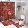 Flower Watercolor Field Flower Shower Curtain With 4 Pieces Absorbent Bathroom Mat Bathroom Curtain With Soft Bath Wheel U-Shaped Mat