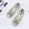 Bow Shallow Mouth Ladyshoes Flat Shoes Women's 2025 Spring and Summer New Rhinestone Single Shoes Women