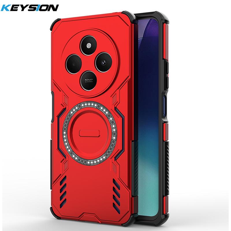 KEYSION Полый чехол для отвода тепла для Redmi 14C Мягкий силикон+ПК Магнитное охлаждение Противоударный чехол для телефона для Xiaomi POCO C75