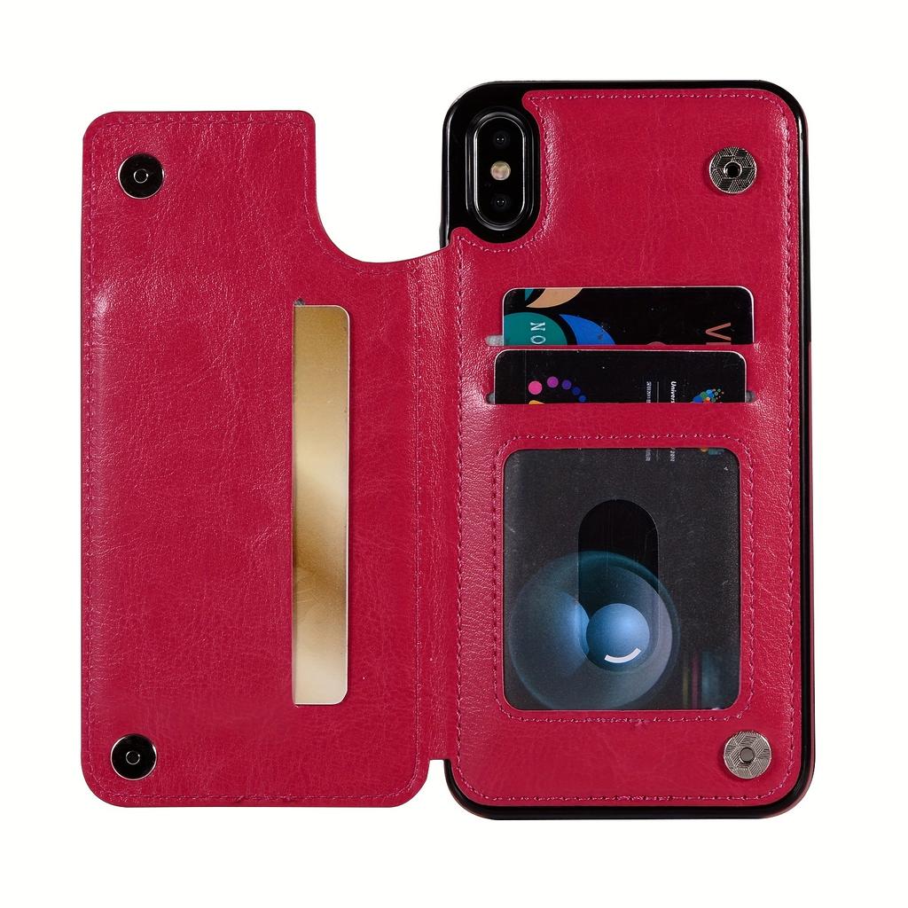 Чехол для телефона-кошелька с держателем для карт, чехол с подставкой для карт из искусственной кожи, двойной магнитной застежкой и прочным противоударным чехлом, для IPhone