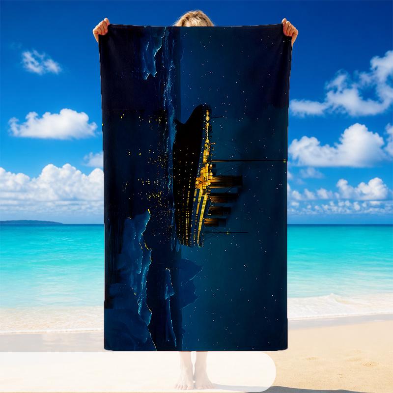 Quick Dry Beach Towel Titanic Pattern, Lightweight Absorbent Towel for Pool Beach Vacation Use