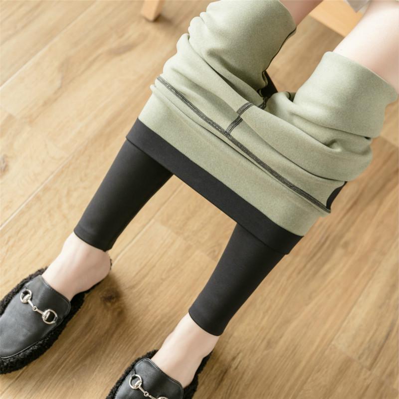 Осенне-зимние женские плюшевые теплые брюки больших размеров, модные высокоэластичные леггинсы