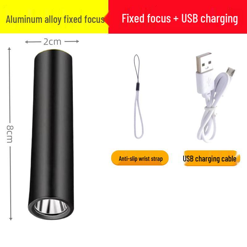 Компактный светодиодный фонарик с USB-зарядкой, высокая яркость, алюминиевый сплав, с фокусировкой, дальний луч, портативный фонарь