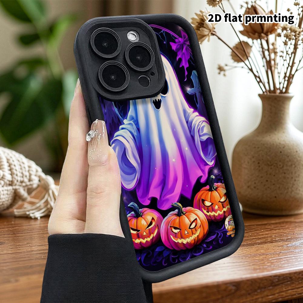 Phone Case: 2D flat design suitable for iPhone 18 17 16 15 14 13 Pro tiered protective case, gradient purple-blue, Christmas and Halloween gift