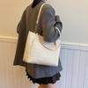Trendy Korean Simple Design Woven Tote Bag Fashionable Beige And Khaki Options