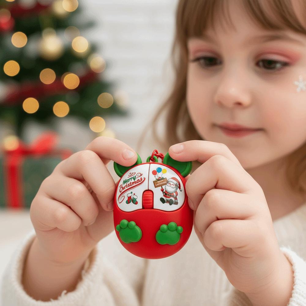 Clickable LED Mouse Clicker Light-emitting Light Up Sounding Toy Glowing Christmas Key Chain Kids