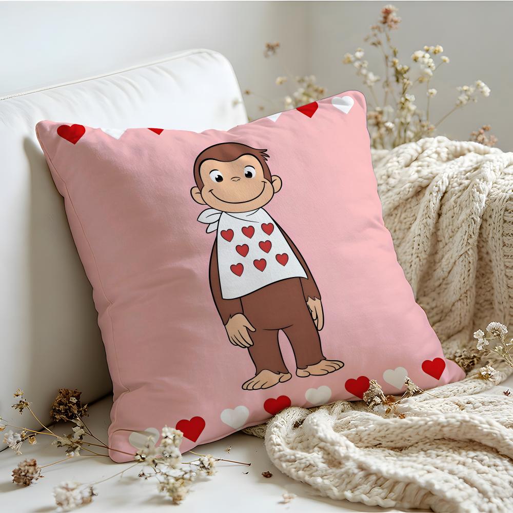 Cushion Cover  Linen  SkinFriendly Soft Decorative Case for Sofa Home Decor MONKEY CARTOON CCurious GeorgeS Pillow cover