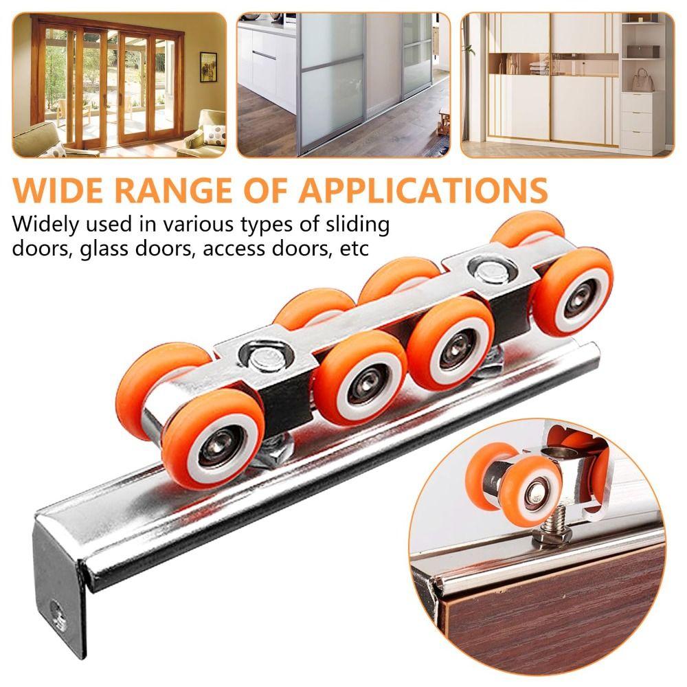 2 PCS Easy To Use Sliding Door Kit External Rail Sliding Casters Wide Applications