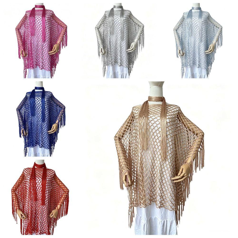 2pcs Tassel Shawl Shawl and Scarf Set Hollowed Out Fringed Cape Summer Sun Shawl  for Swimming