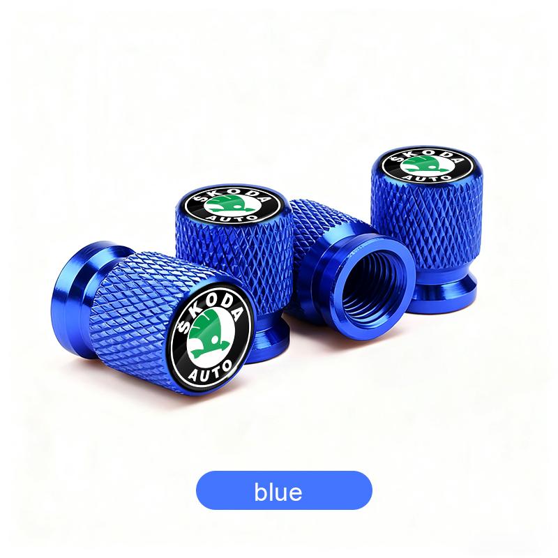 HRQB8 Car Tire Valve Stems Cap Aluminum Tyre Wheel Stem Air Valve Cover Airdust For Skoda Octavia Fabia Kamiq Kapoq Rapid SCALA Superb