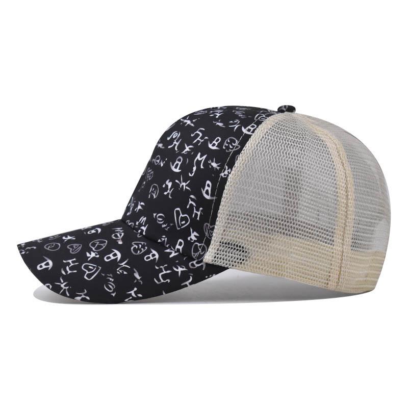 Graffiti Print Mesh Trucker Hat for Men Women, Breathable Adjustable Baseball Cap