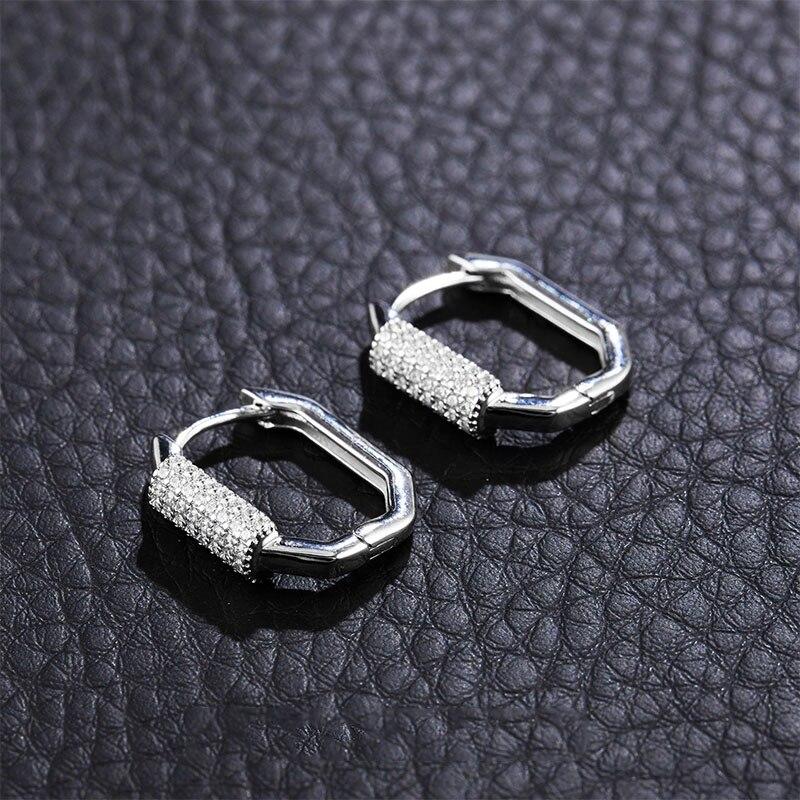 925 Sterling Silver Geometric Zircon Hoop Earrings Simple Luxury Handmade Earrings Dropshipping Wholesale