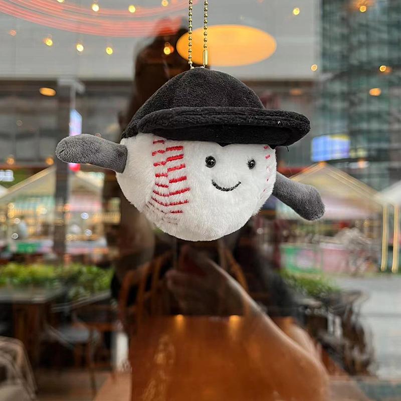 Cute Simulation Ball Series Plush Toy Keychain Cute Ice Hockey Tennis Baseball Badminton Soft Keychain Backpack Decoration Gifts