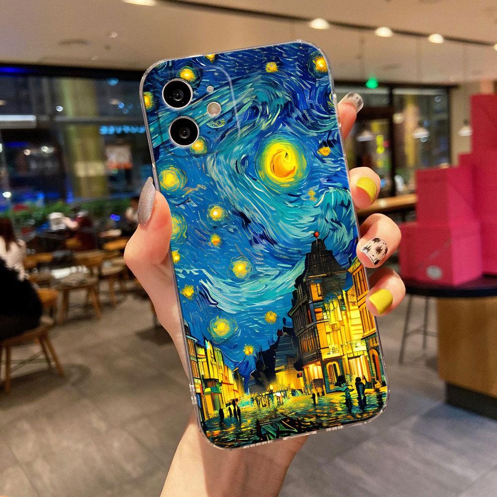Van Gogh Starry Night Creative Print Phone Case for iPhone 17 16 15 14 13 12 11 Series Pro Max Plus Double Layer Protection