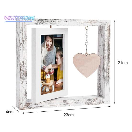 Двусторонняя фоторамка с подвеской в ​​виде сердца — гладкий край, без заусенцев, вращающаяся на 360 градусов деревянная рамка для фотографий