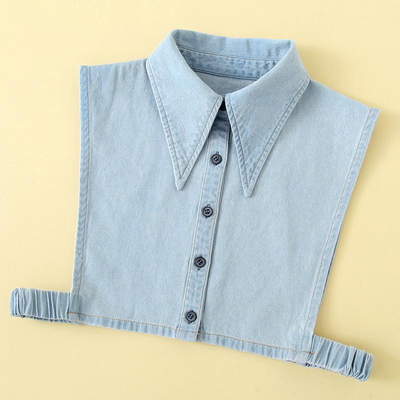 Унисекс XXL Джинсовая рубашка с ложным воротником для мужских костюмов, съемный воротник с большим острым лацканом, стиль жилета, ложные воротники для женских костюмов