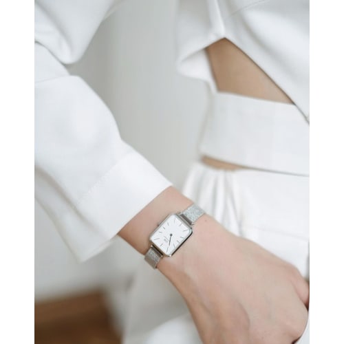 [Official Shop / 2-Year Warranty / Official Import] Daniel Wellington DW Women's Quadro Watch, 20x26mm, Pressed Sterling White, Square, Stylish, Cute,