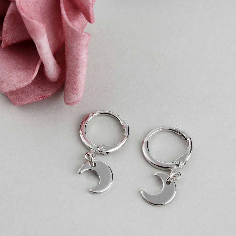 Women Jewelry Tiny Moon Crescen Small Star Charms Ear Piercing Huggie Hoop Earring Ear-cuffs