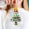 Миниатюрное вязаное рождественское украшение ручной работы, многослойная вязаная крючком заснеженная елка с золотыми колокольчиками и звездой на макушке для рождественского домашнего декора
