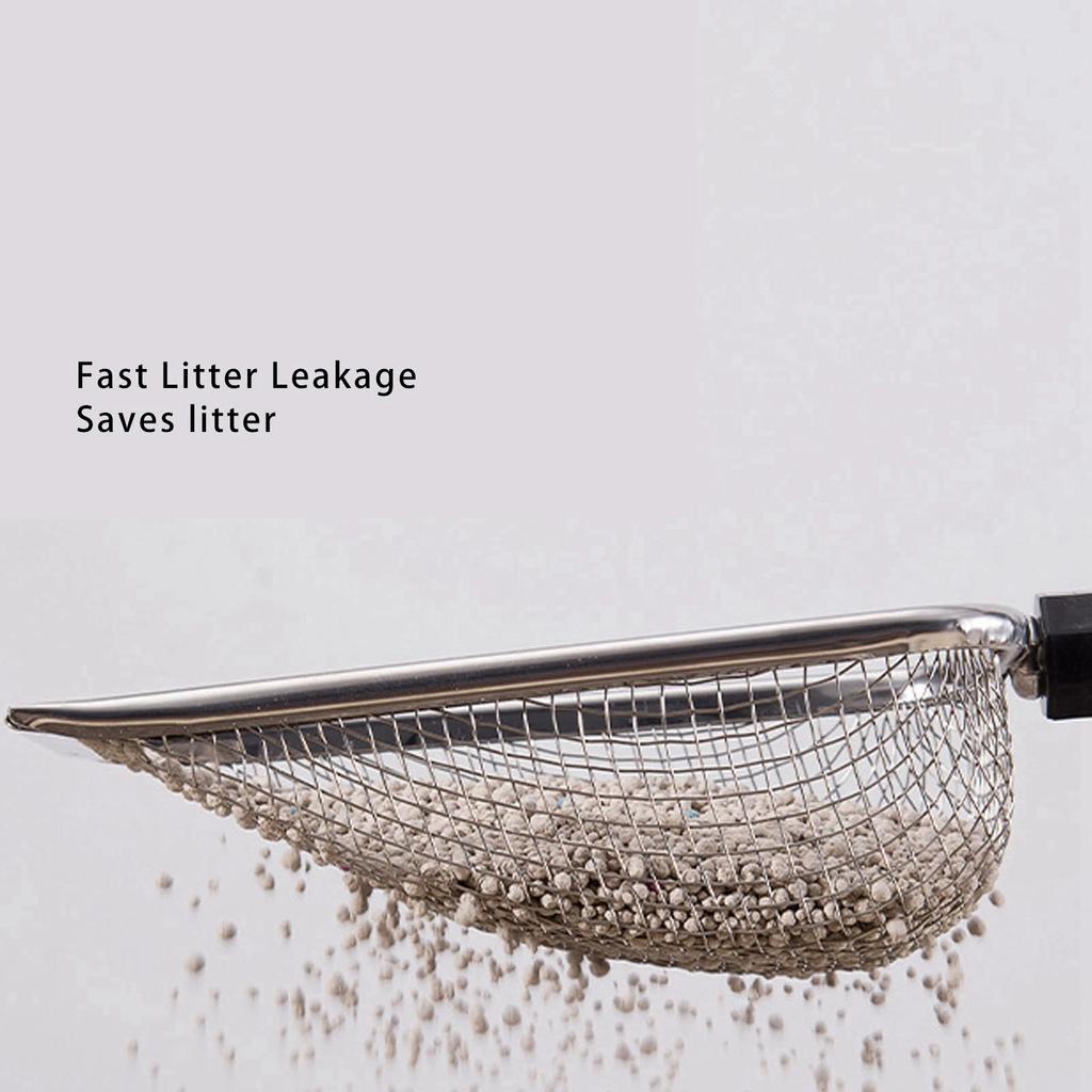 Совок для куриного помета Регулируемый Нержавеющая сталь Металлический совок для наполнителя Длинная ручка Сито для кошачьего наполнителя Для дома