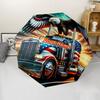 1PC Custom Name American Freedom Truck Automatic Folding Umbrella Compact Travel Umbrella for Men & Women, Ideal Gift for Christmas, Birthdays, Hallow