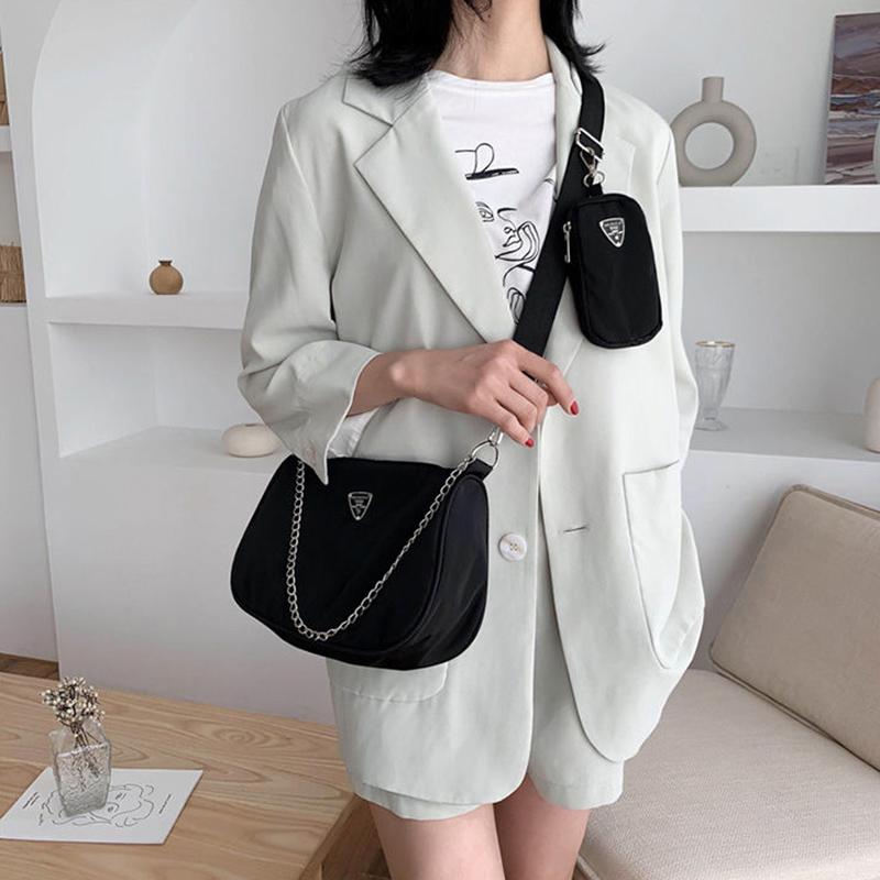 Винтажные нейлоновые сумки-бродяги на плечо для женщин, сумка через плечо с кошельком, повседневная сумка для подмышек большой вместимости, клатч