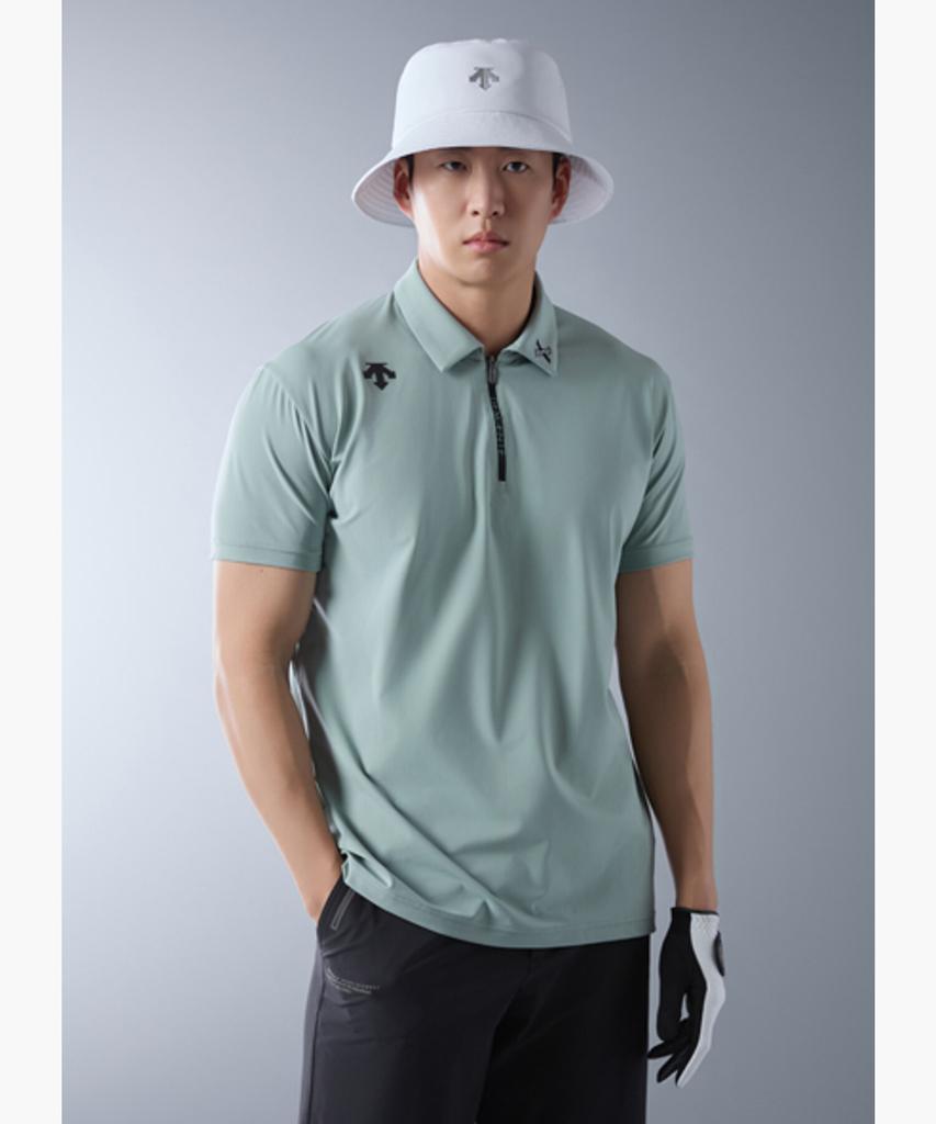 Мужская футболка DESCENTE GOLF с коротким рукавом и молнией на половину (Dq11Mfts2B)