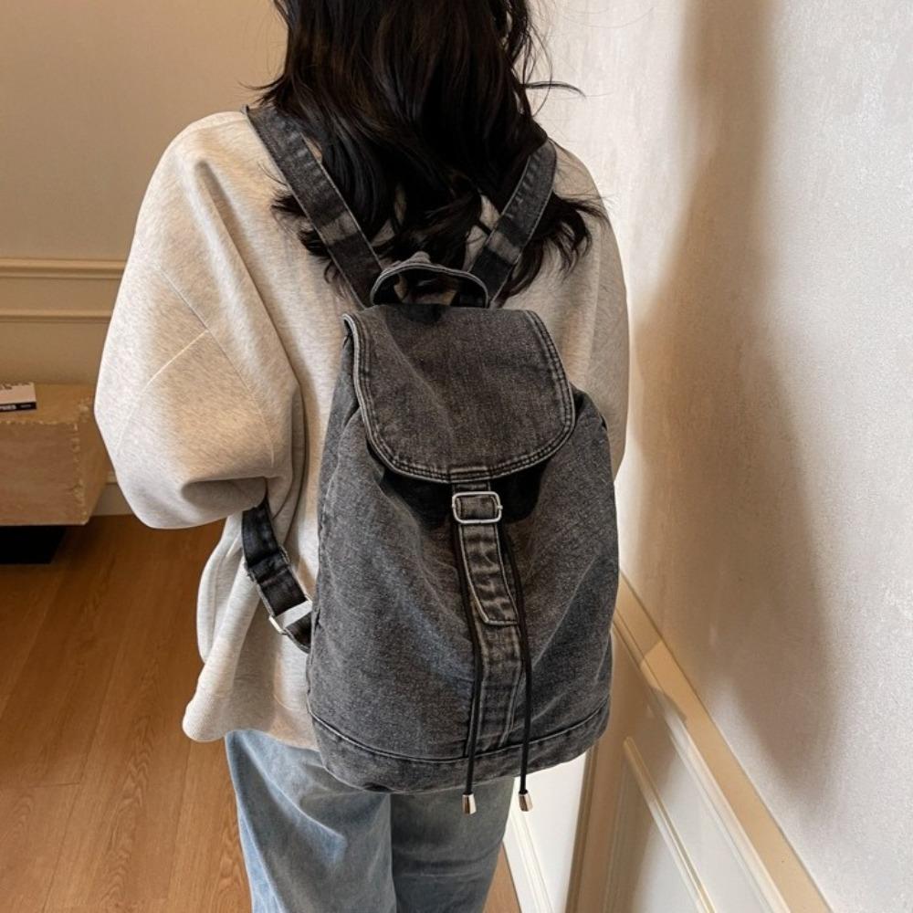 Vintage Denim Backpack Large Capacity Student Schoolbags High Quality Jeans Bookbags Female