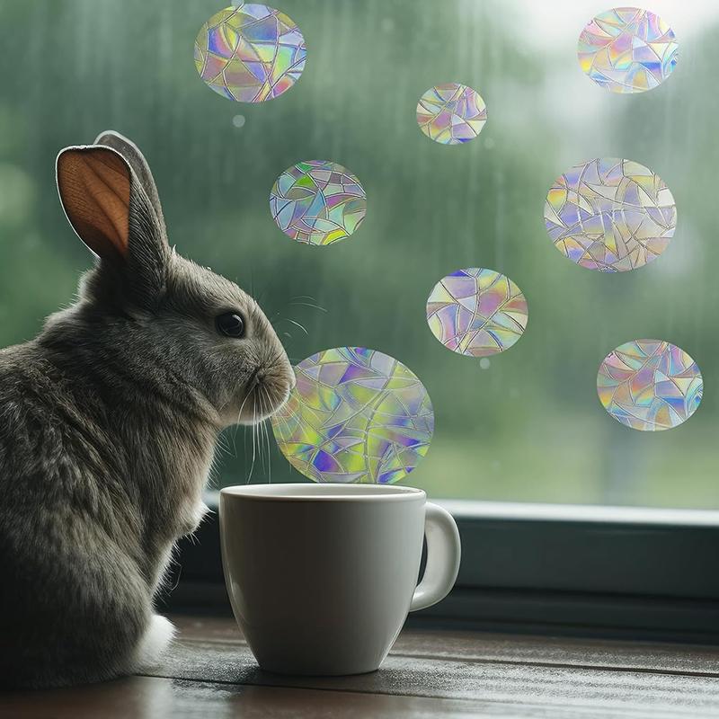 Наклейки на окна для защиты птиц от столкновений с окнами, неклейкие призматические наклейки на окна, радужные наклейки