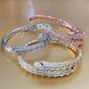 Fashion Snake Bone Shaped Zircon Bracelet Multi-layer Micro-inlaid Simple Copper Bracelet High-end Couple Style