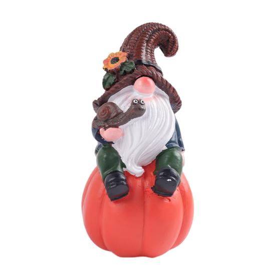 Halloween Gnome Decoration Pumpkin Couple Resin Figurine Fairy Tale Themed Gnome Sculpture Indoor Outdoor Table Desk Home Decor