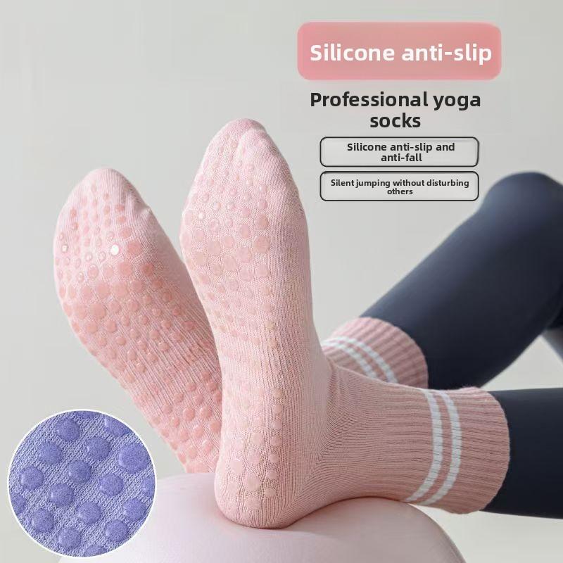 Женские нескользящие осенние носки для пилатеса, фитнеса, бега, с массажной подошвой для пола, спортивные носки, носки для йоги и пилатеса