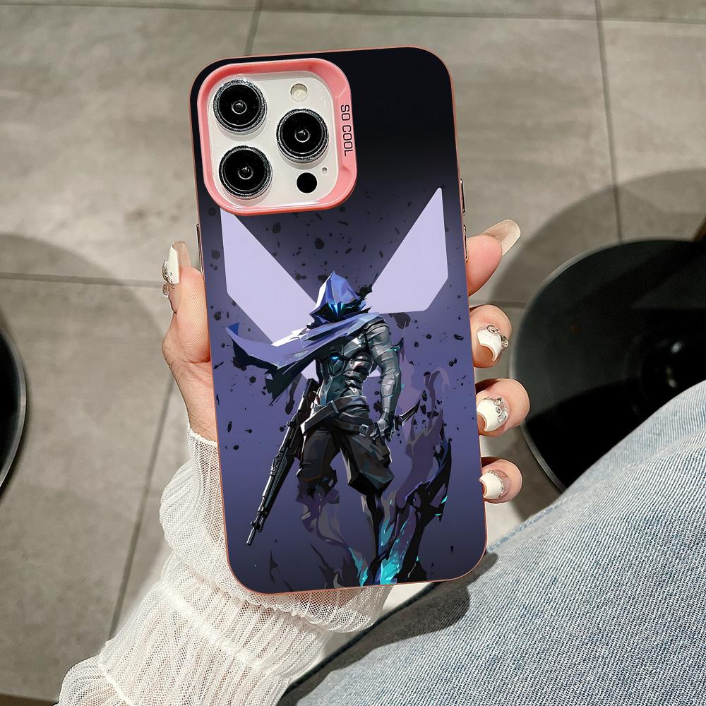 Valo Omen Phone Case for iPhone 17 16 15 14 13 12 11 X XR XS Air Pro Max Plus Pink Colorful Silver Cover