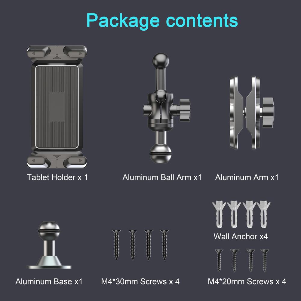Автомобильный держатель для телефона Алюминиевый Сверхпрочный Основание с отверстиями Держатель для планшета 360° Регулируемый Длинная штанга Крепление для телефона на приборную панель автомобиля для iPad 5-15"