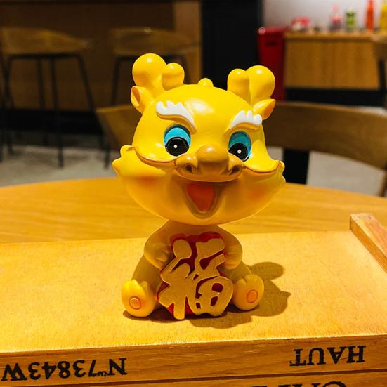 2024 талисман Lucky Dragon, фигурка с покачивающей головой, украшение для приборной панели автомобиля, китайский зодиакальный дракон