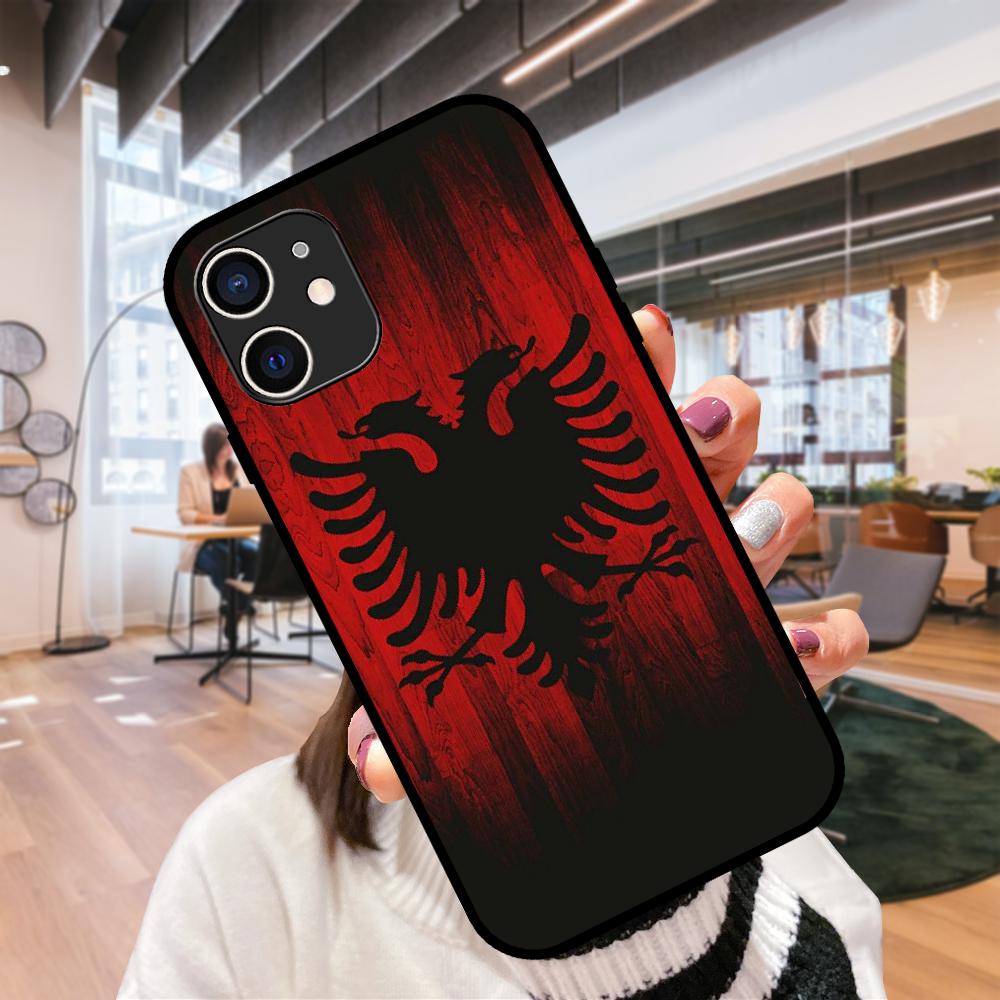 Для iPhone 11 12 8 Plus Mini Pro X XR XS Max 4 5 7 6 6S 8 SE чехол для телефона черный чехол мягкий чехол Etui с албанским флагом Eagle