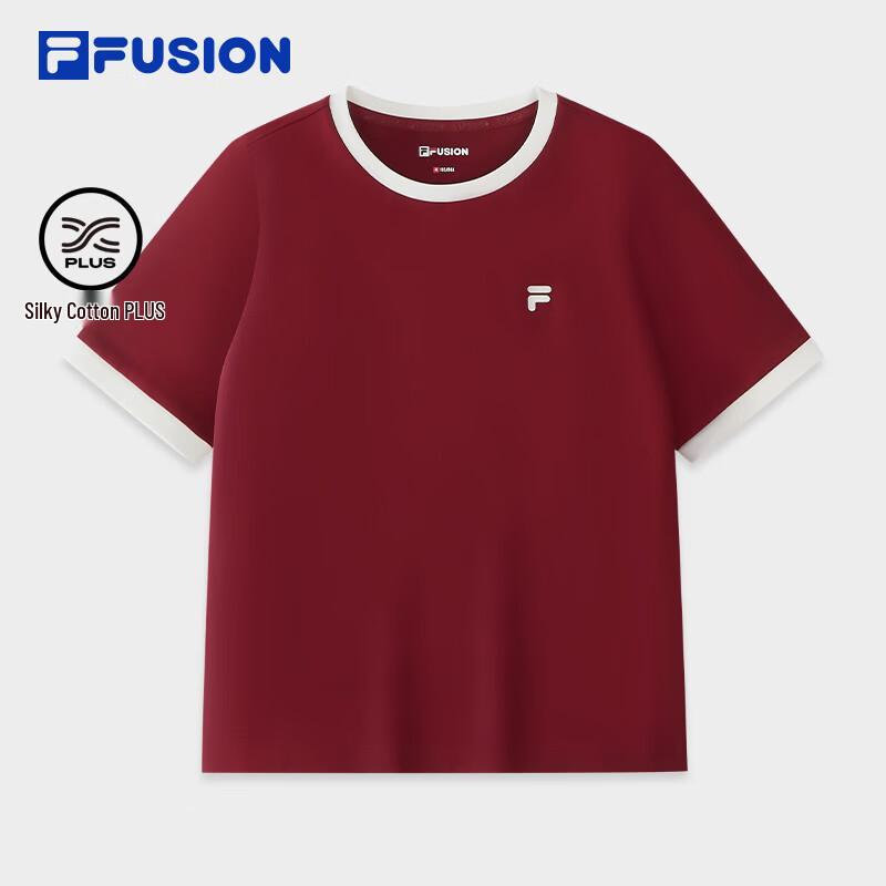 FILA FUSION Women's Slim Fit Knitted Short Sleeve Top