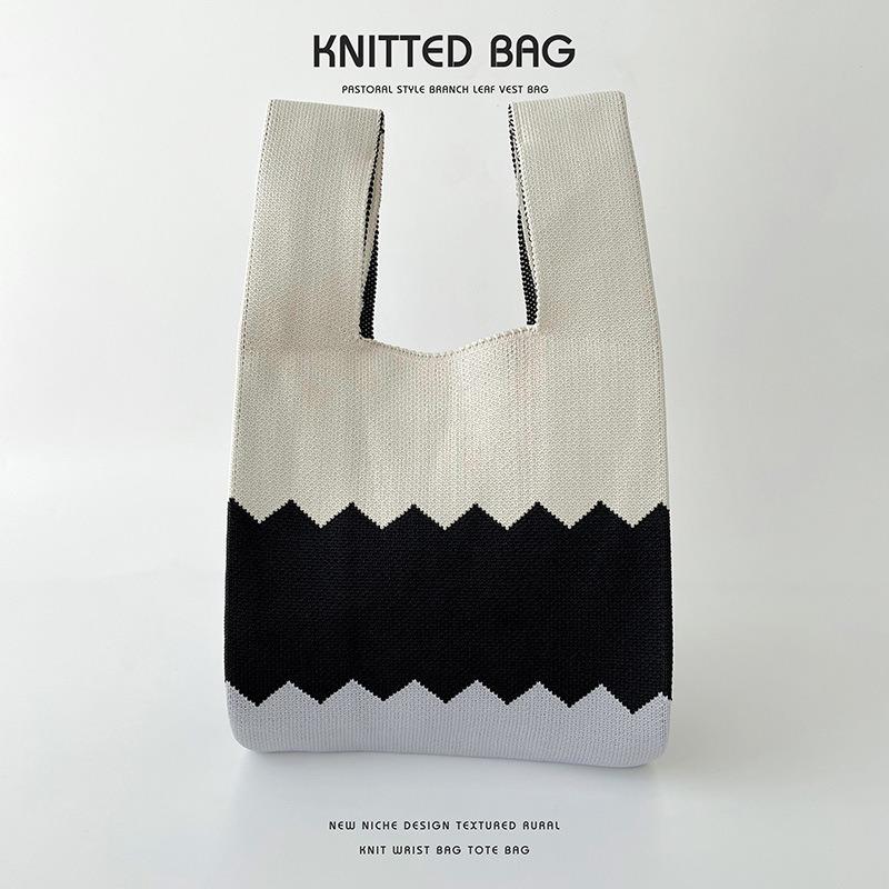 Простая вязаная сумка на плечо в тон, Повседневная универсальная сумка-тоут большой вместимости