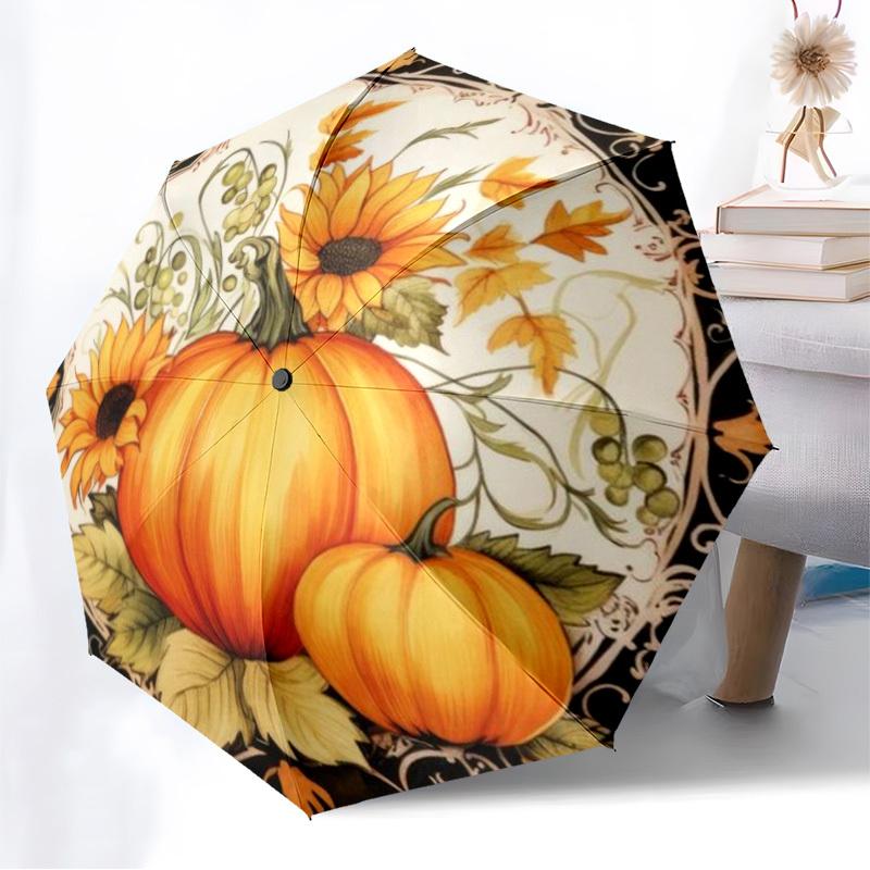 1pc Pumpkin Decorative Automatic Folding Umbrella - Compact 8-Rib Design,Perfect Gift for Friends & Family yy250926089