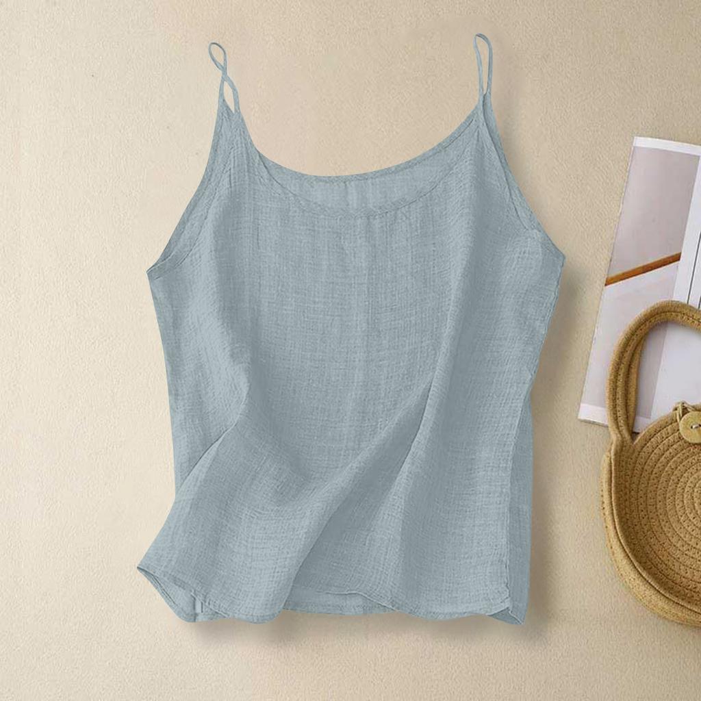 Женский топ-комбинезон без рукавов с основой из хлопка и льна