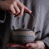 250ml Coarse Pottery Hammer Pattern Handle Teapot Japanese Retro Tea Pot Ceramic Kung Fu Tea Brewing Pot