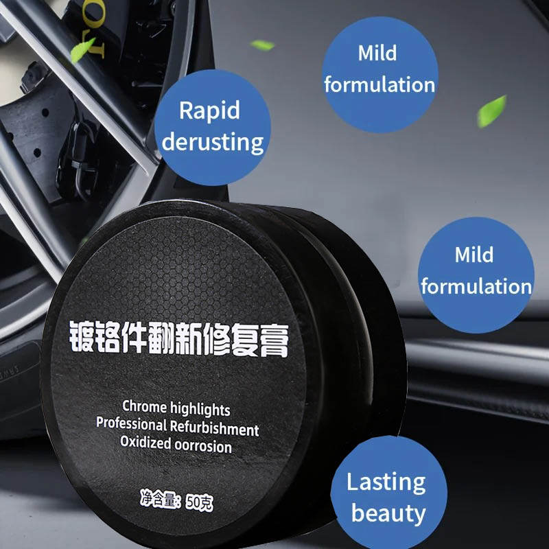 Паста для полировки и восстановления хрома автомобиля - Полироль для металла для дверных ручек, оконных молдингов - Удаляет ржавчину, водяные пятна и окисление
