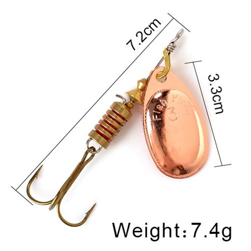 FISH KING Spinner Bait 3,9 г, 4,6 г, 7,4 г, 10,8 г, 15 г, приманки для ложки, металлические приманки для щуки с тройными крючками, искусственная приманка для окуня, рыболовная приманка