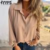 Women's Fashion Casual Fall Winter Solid Color Print Long Sleeve POLO Neck Blouses & Shirts